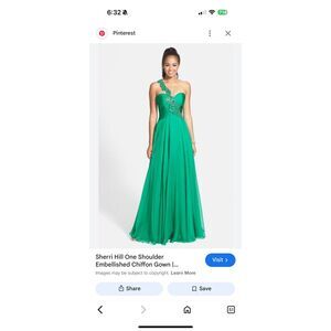 Sherri Hill Emerald Green One Shoulder Prom Pageant Formal Gown $600 6